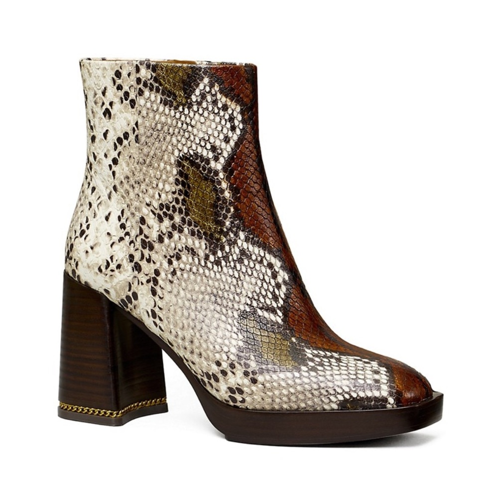 TORY BURCH RUBY PLATFORM CHAIN INLAY HEEL BOOTS PYTHON EMBOSSED LEATHER
8, 8.5,9 - Picture 7 of 9